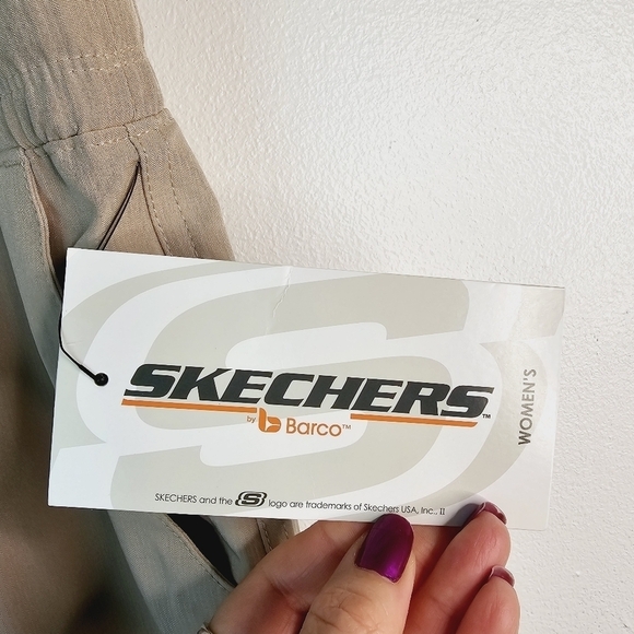 Skechers by Barco Tan Mid-Rise Theory Cargo Jogger Scrub Pants XL Petite - Picture 5 of 9